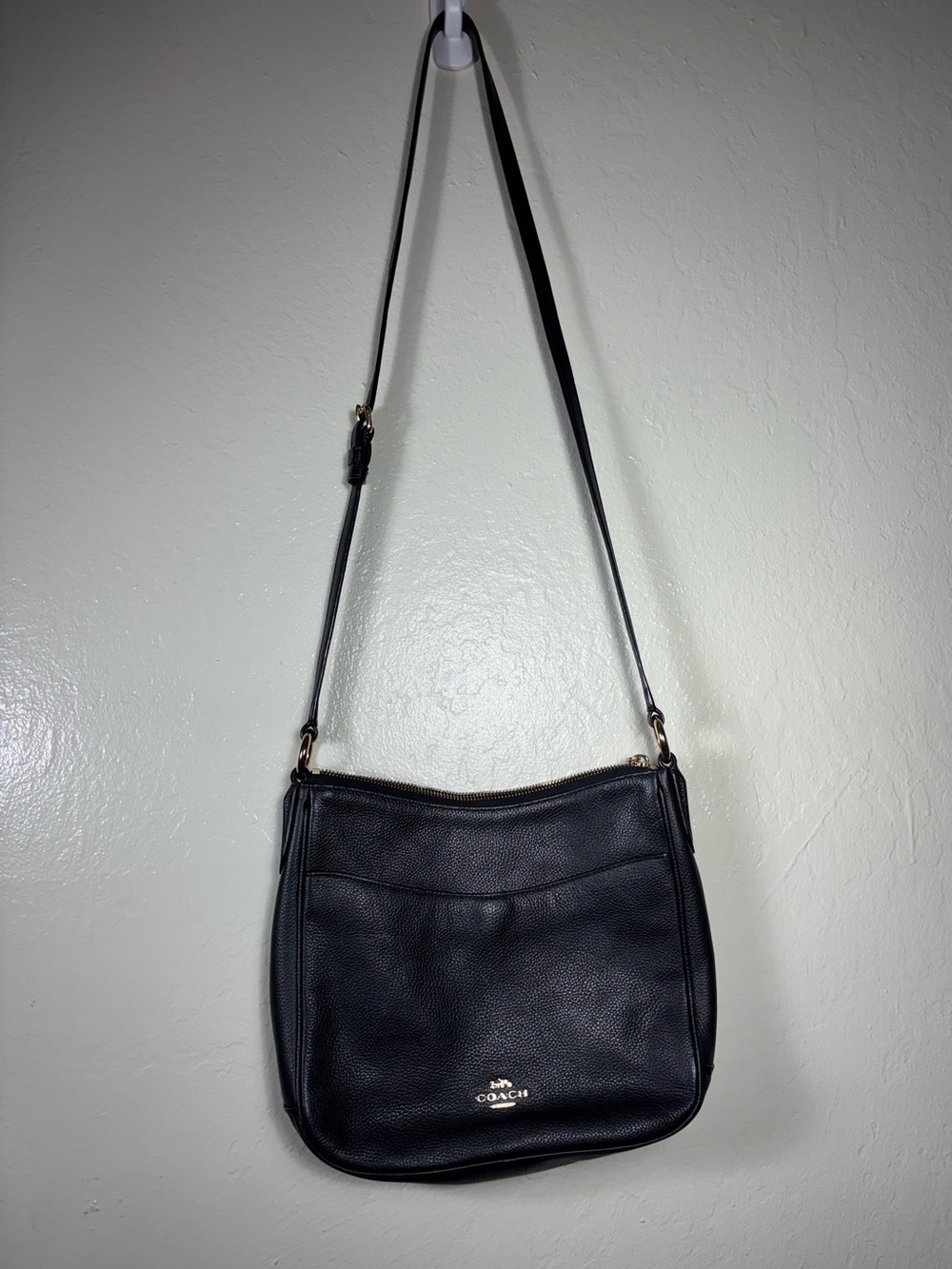 Coach Black Pebbled Leather Shoulder Bag with Gold Hardware